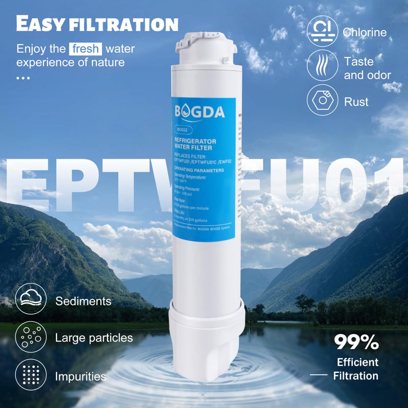 BOGDA Water Filter Fit for EPTWFU01 Frigi-Daire Replacement 3 count, Compatible with Pure-Source Ultra 2, EWF-02, 012505454226, 4562222, Multiple Filtration and Drink Clear, white - Image 4